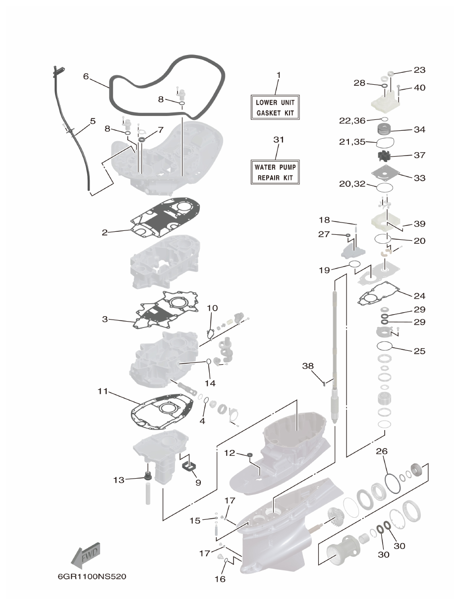 Yamaha XF425NSA2, XF425NSA7 REPAIR KIT 2 parts diagram